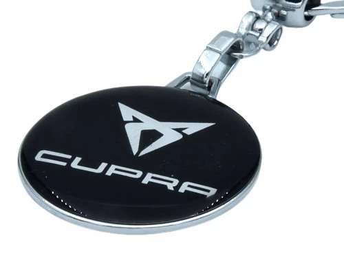 key chain with gloss doomed label